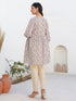 Cream Pure Cotton Geometric Printed A-line Maternity Tunic